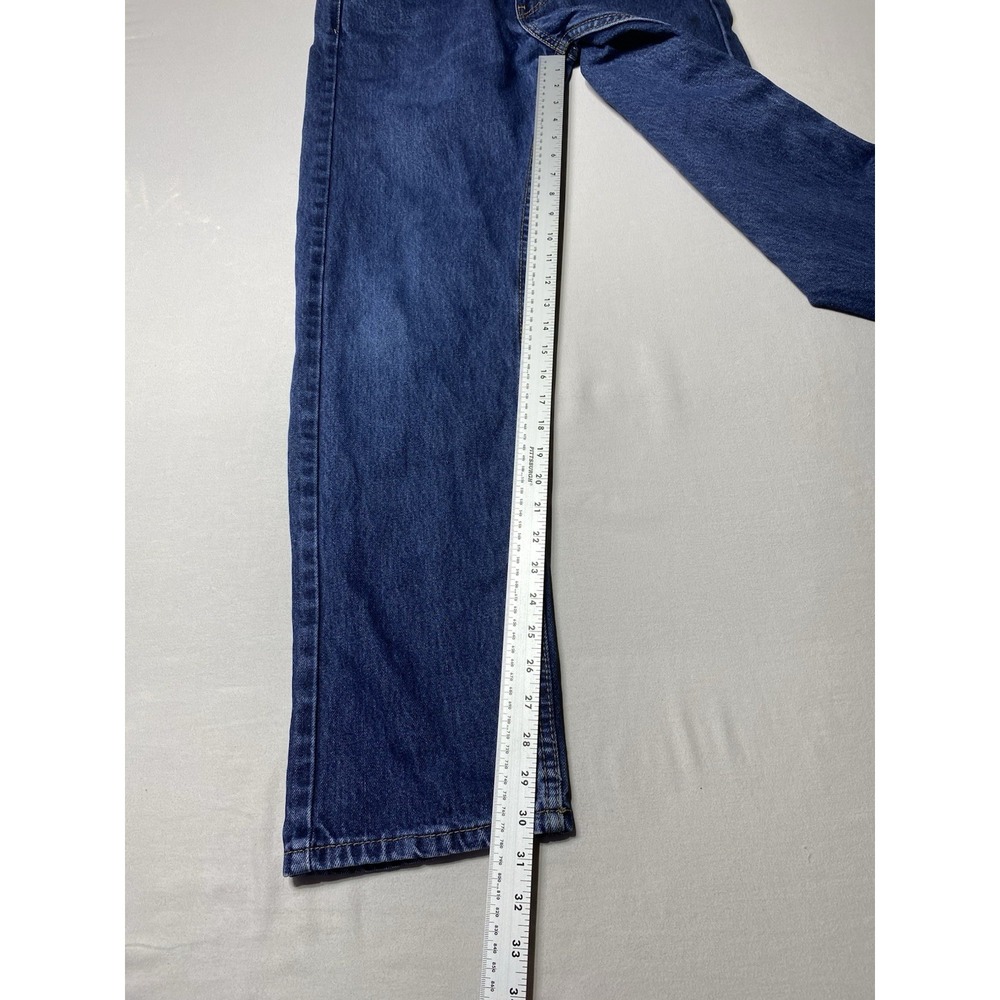 Levis 505 Jeans Mens 32x32 Regular Fit Straight Leg Blue Denim Distressed - Picture 3 of 14